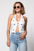 Mixed Berry Knit Halter Top