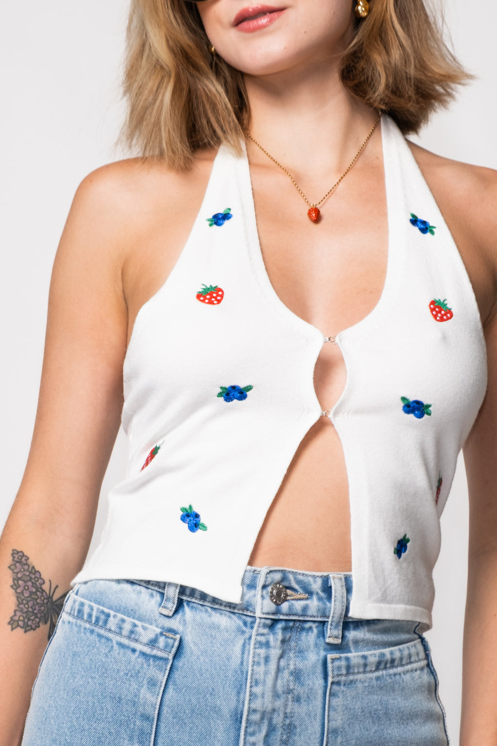 Mixed Berry Knit Halter Top