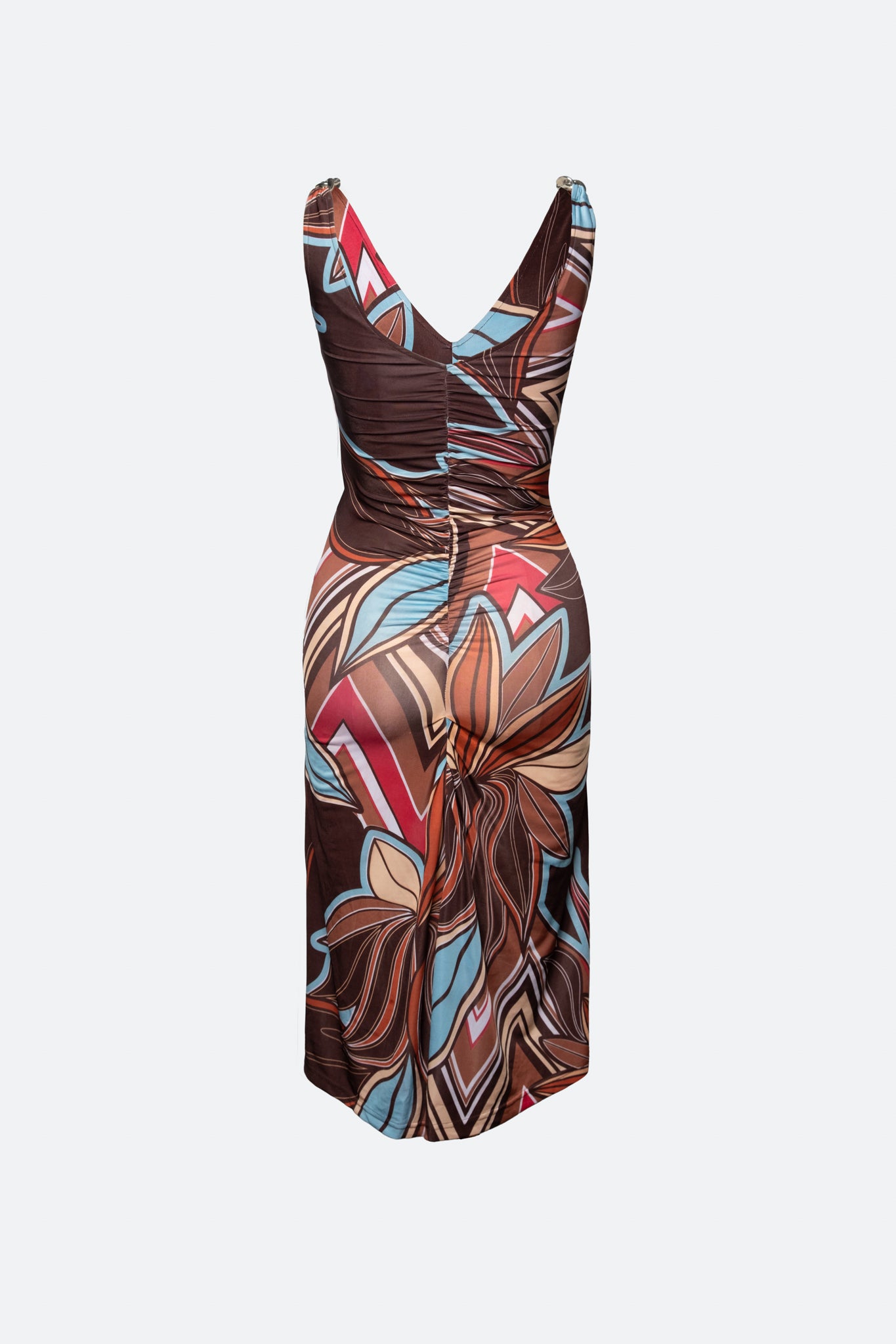 Y2K Bold Print Bodycon with Chain Trim