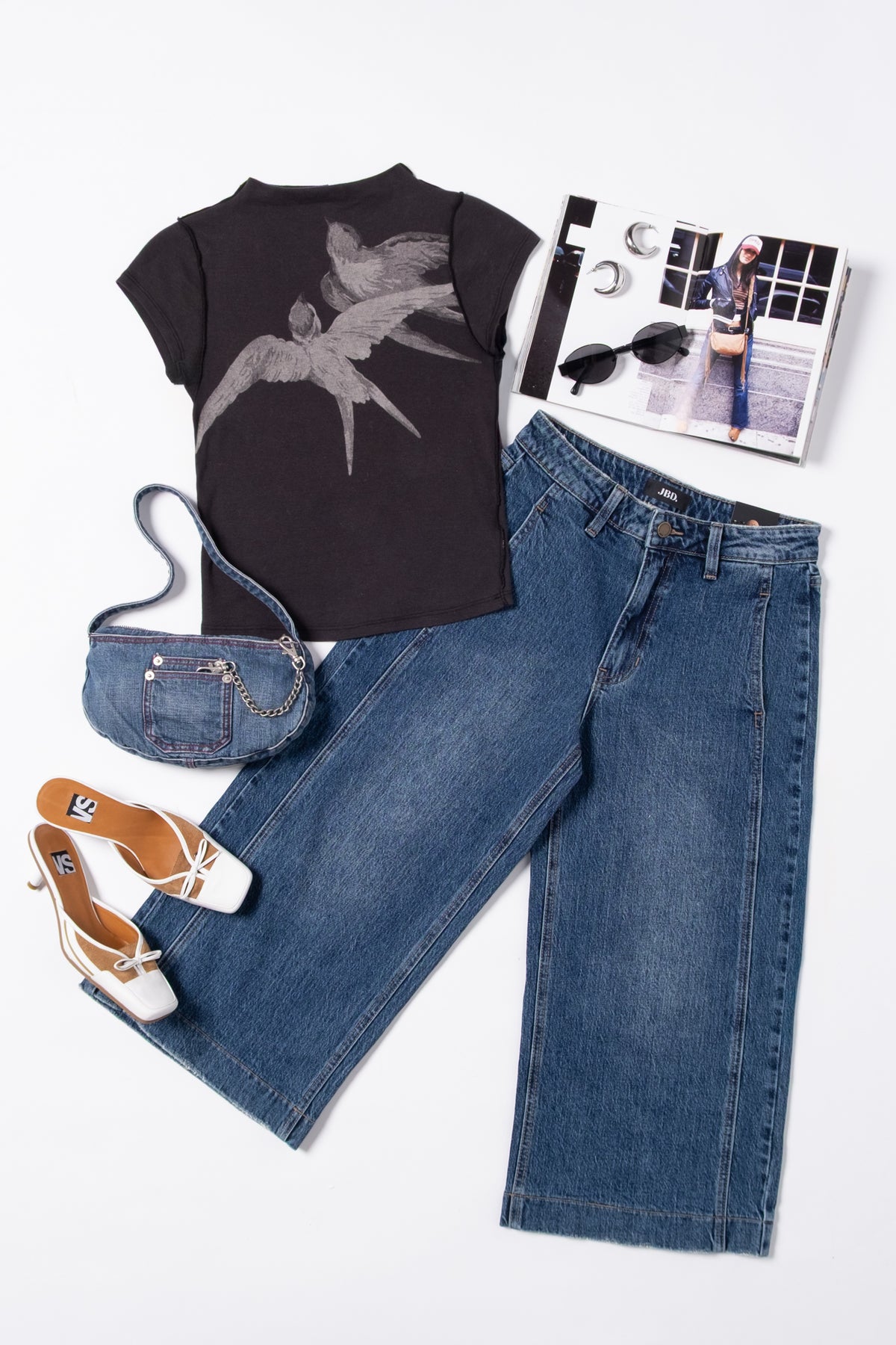 Just Black Wide Leg Capris