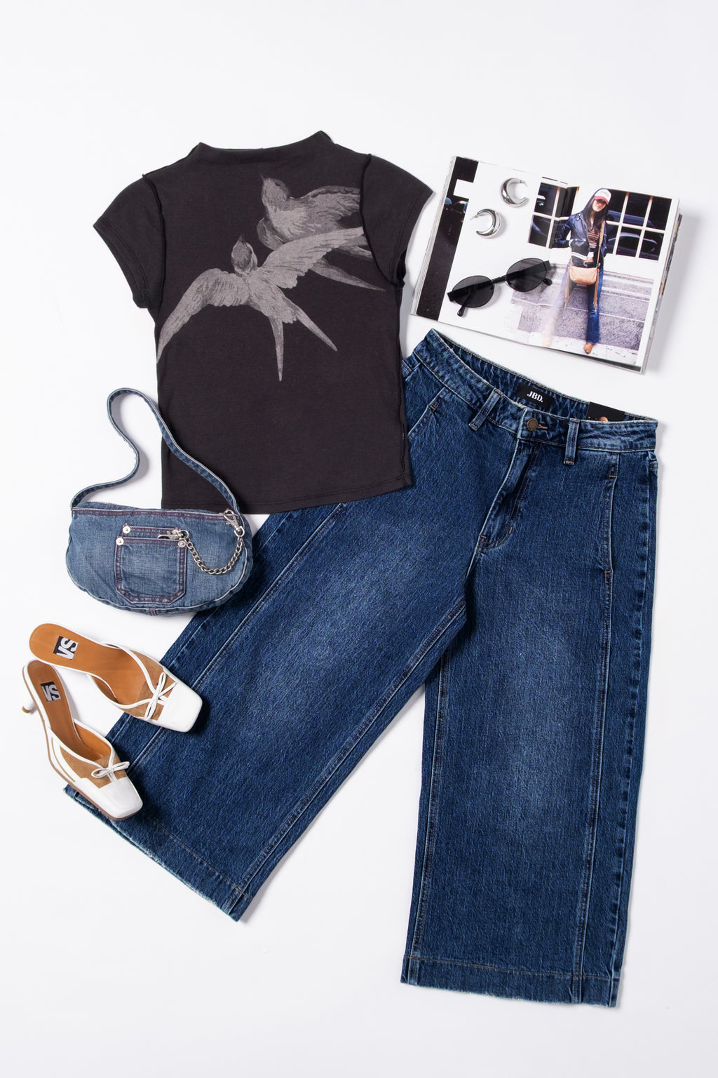 Just Black Wide Leg Capris