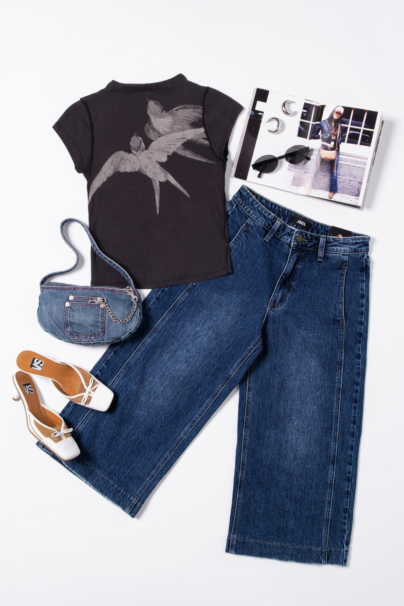 Just Black Wide Leg Capris