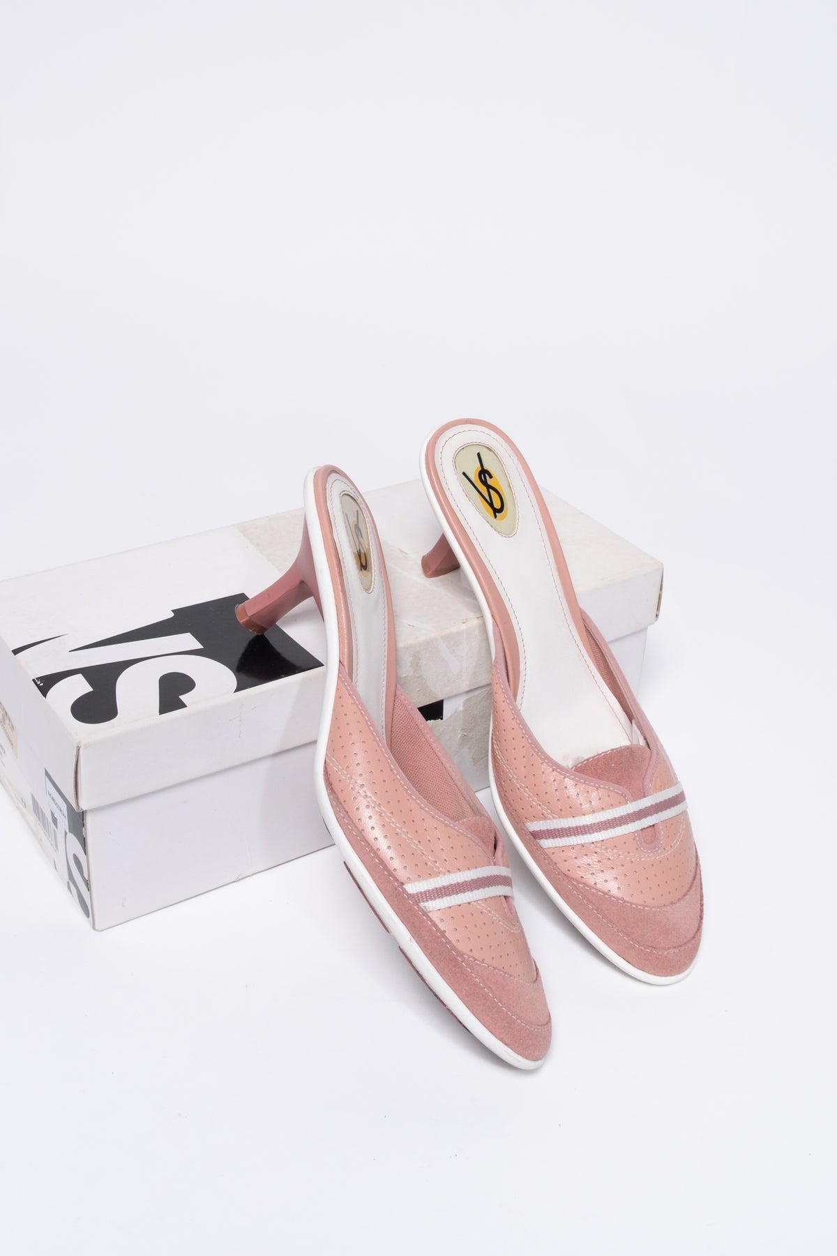 Victoria's Secret Blush Suede Sporty Kitten Heel Mules