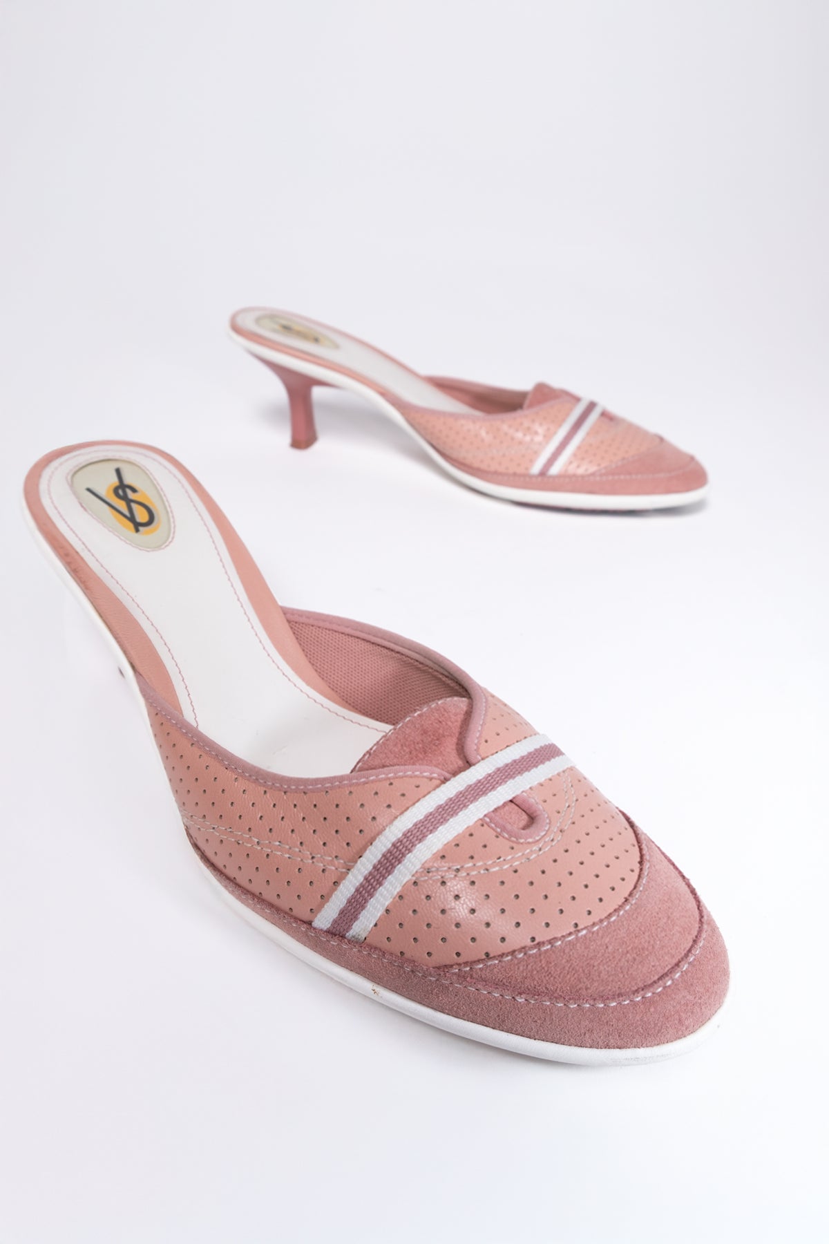 Victoria's Secret Blush Suede Sporty Kitten Heel Mules