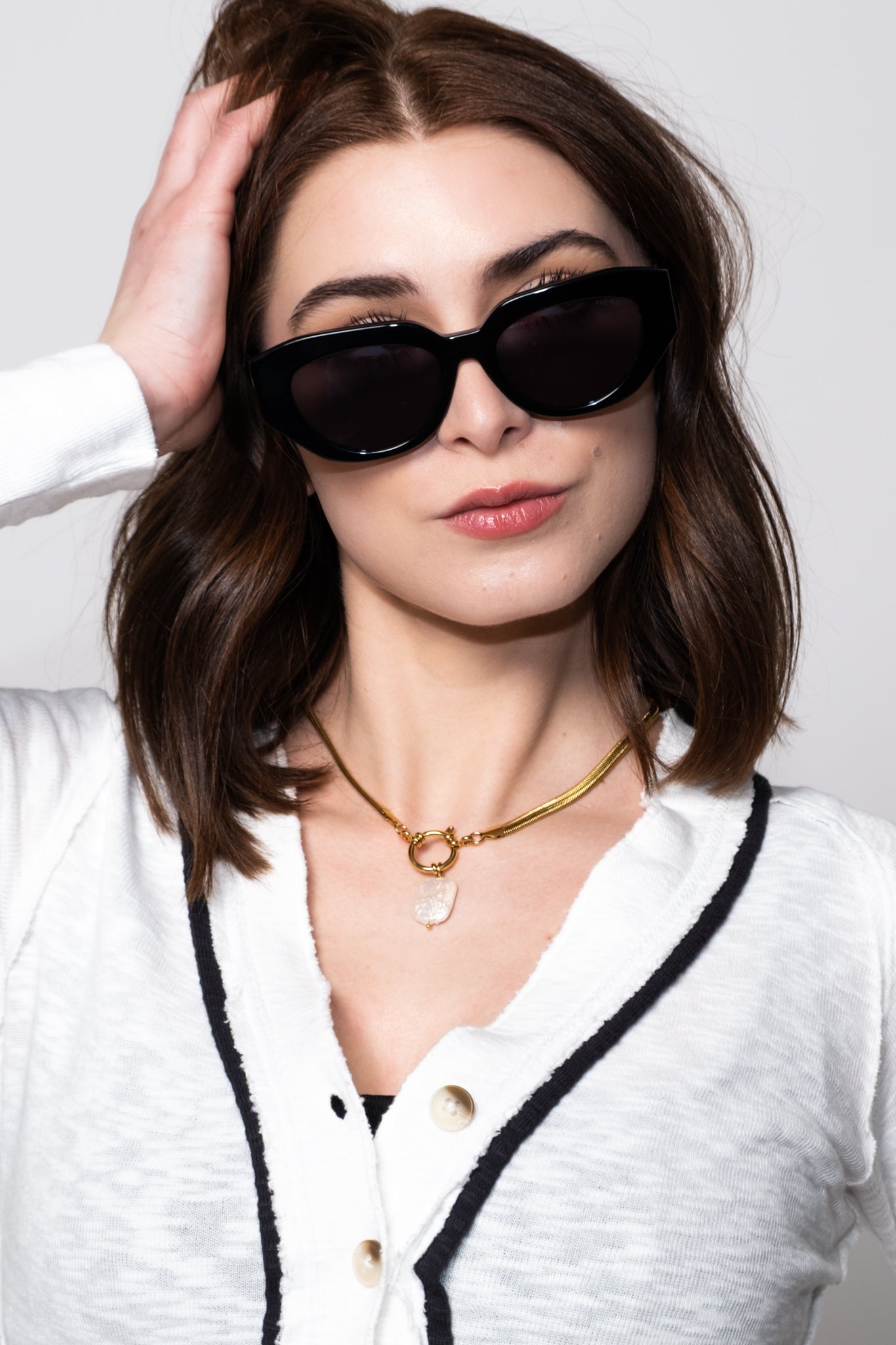 Pearl Charm Cluster Necklace