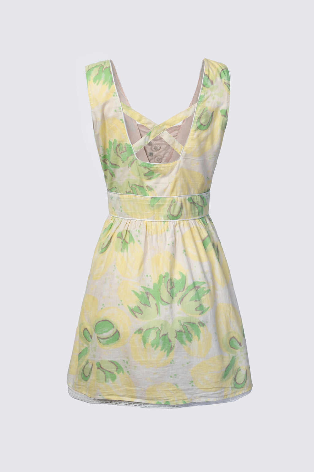 Y2K Beaded Floral Print Cotton Sundress