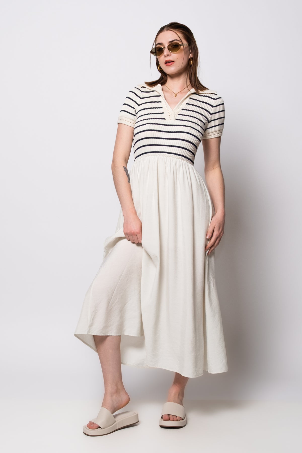 Moon River Collared Mixed Media Midi