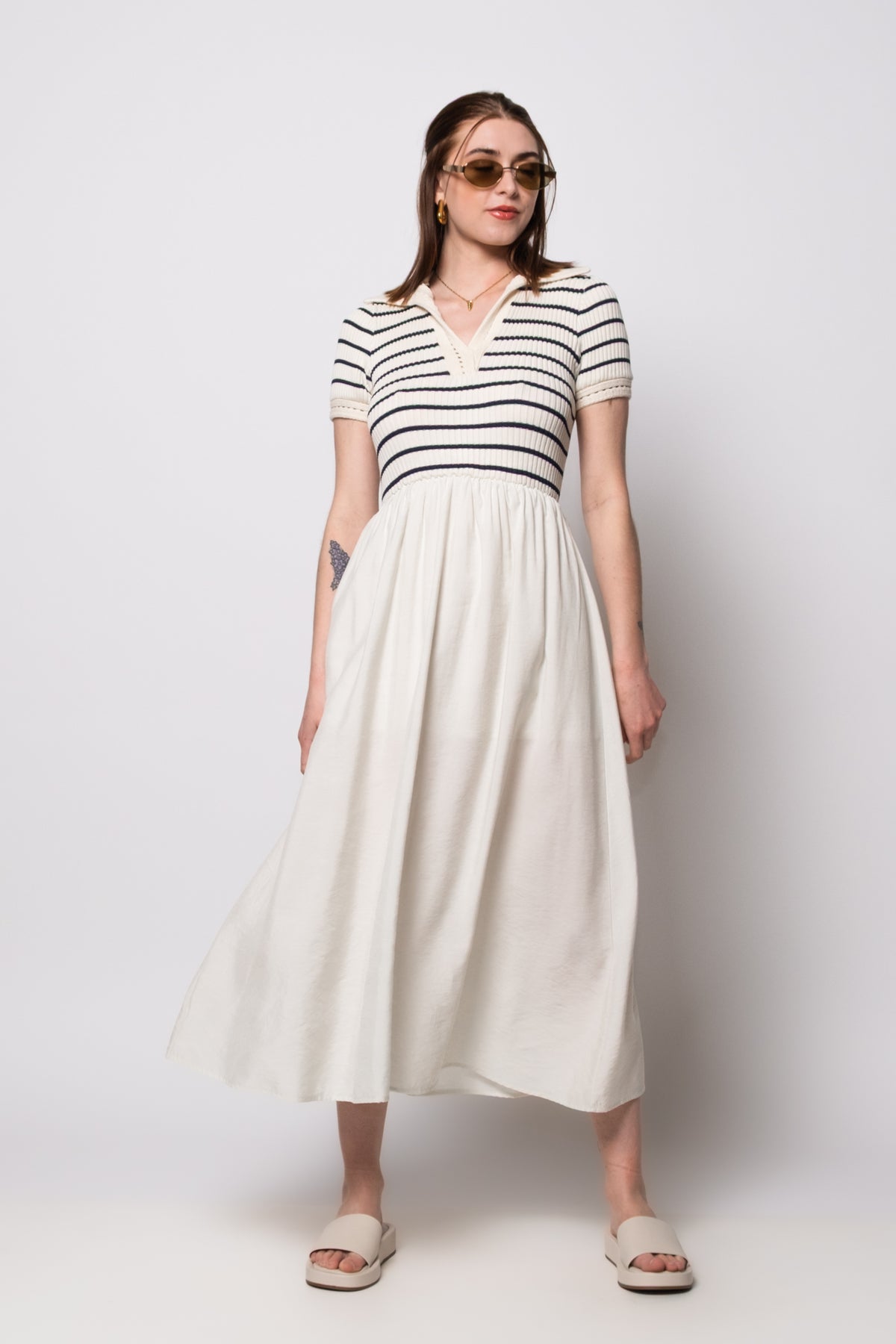 Moon River Collared Mixed Media Midi