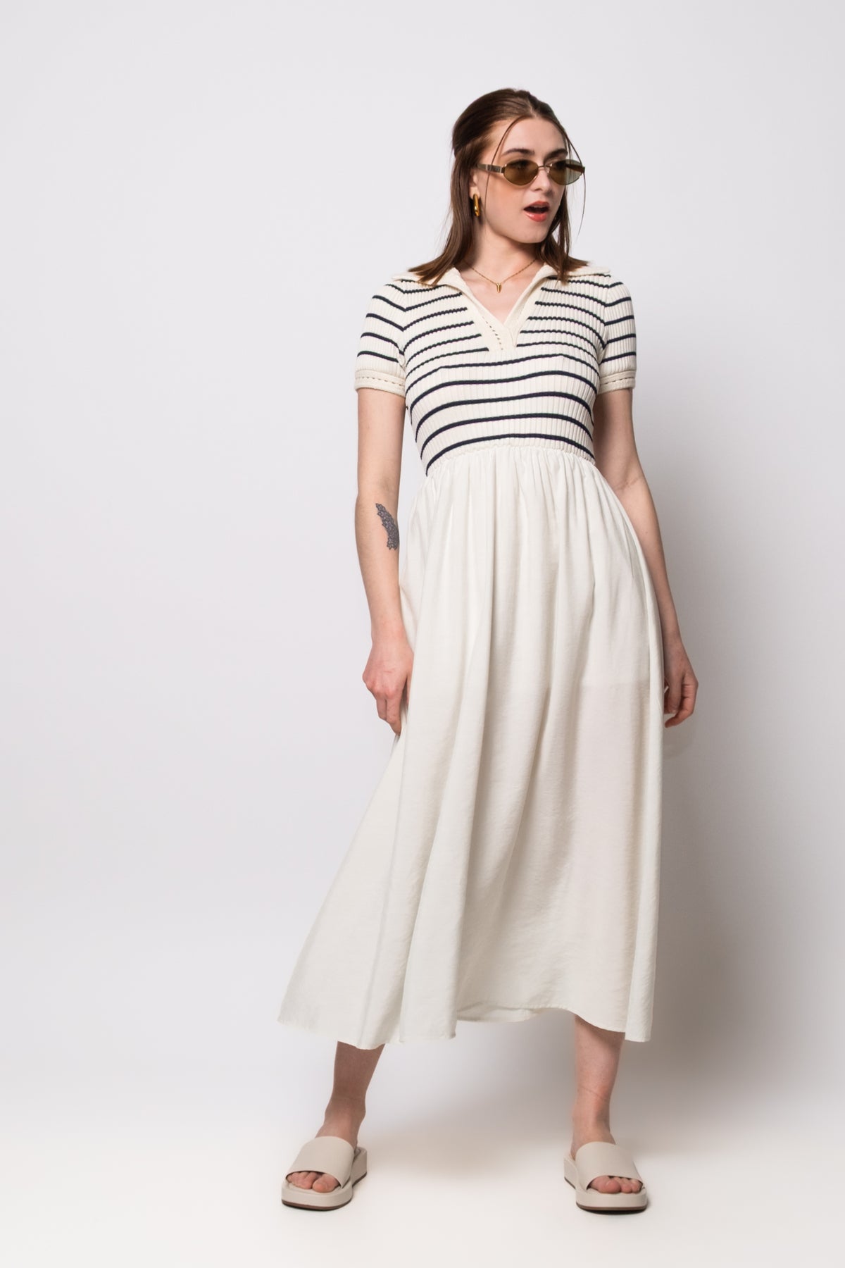 Moon River Collared Mixed Media Midi