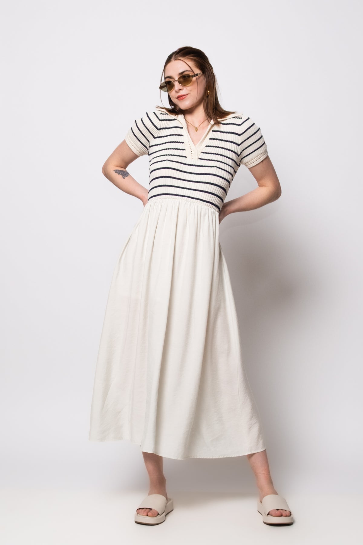 Moon River Collared Mixed Media Midi