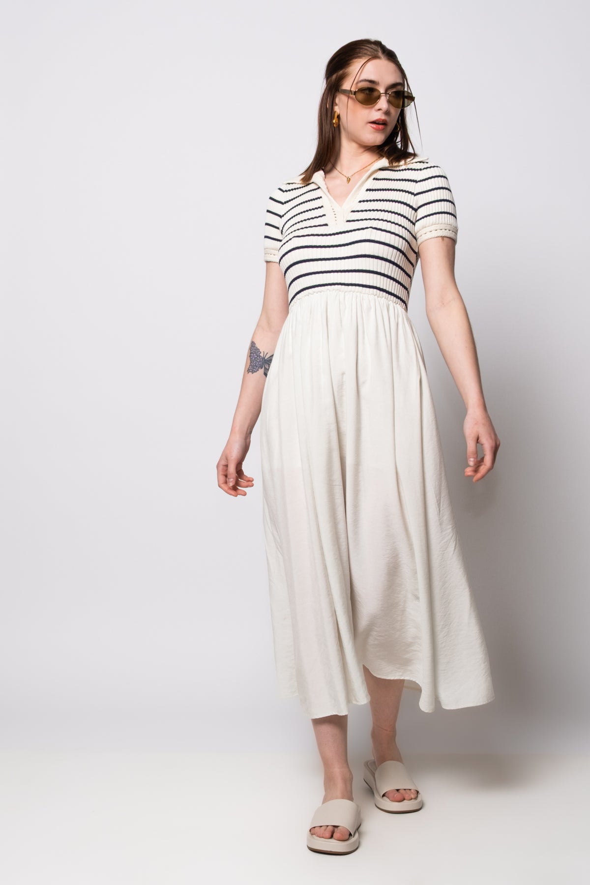Moon River Collared Mixed Media Midi