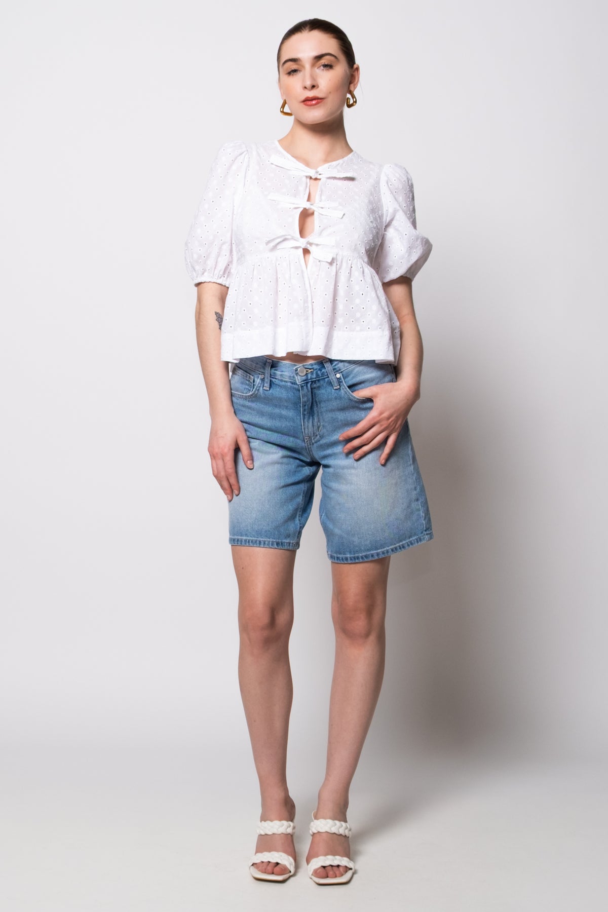 Steve Madden Paula Tie Front Cotton Top