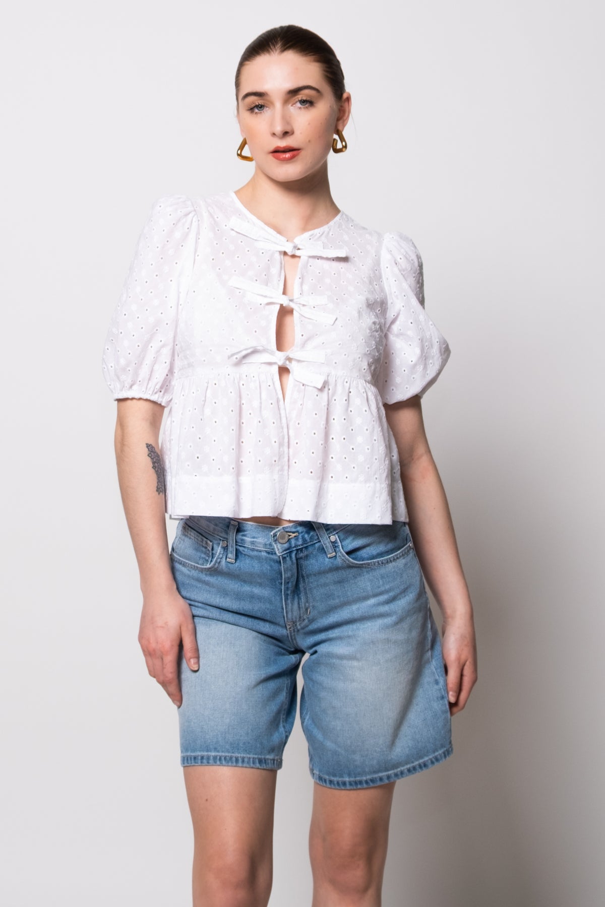 Steve Madden Paula Tie Front Cotton Top