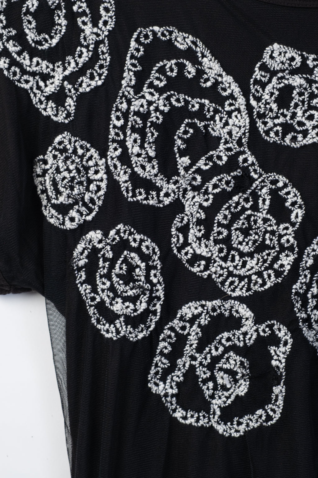 Early 2010s Rosette Drapey Mesh Tee