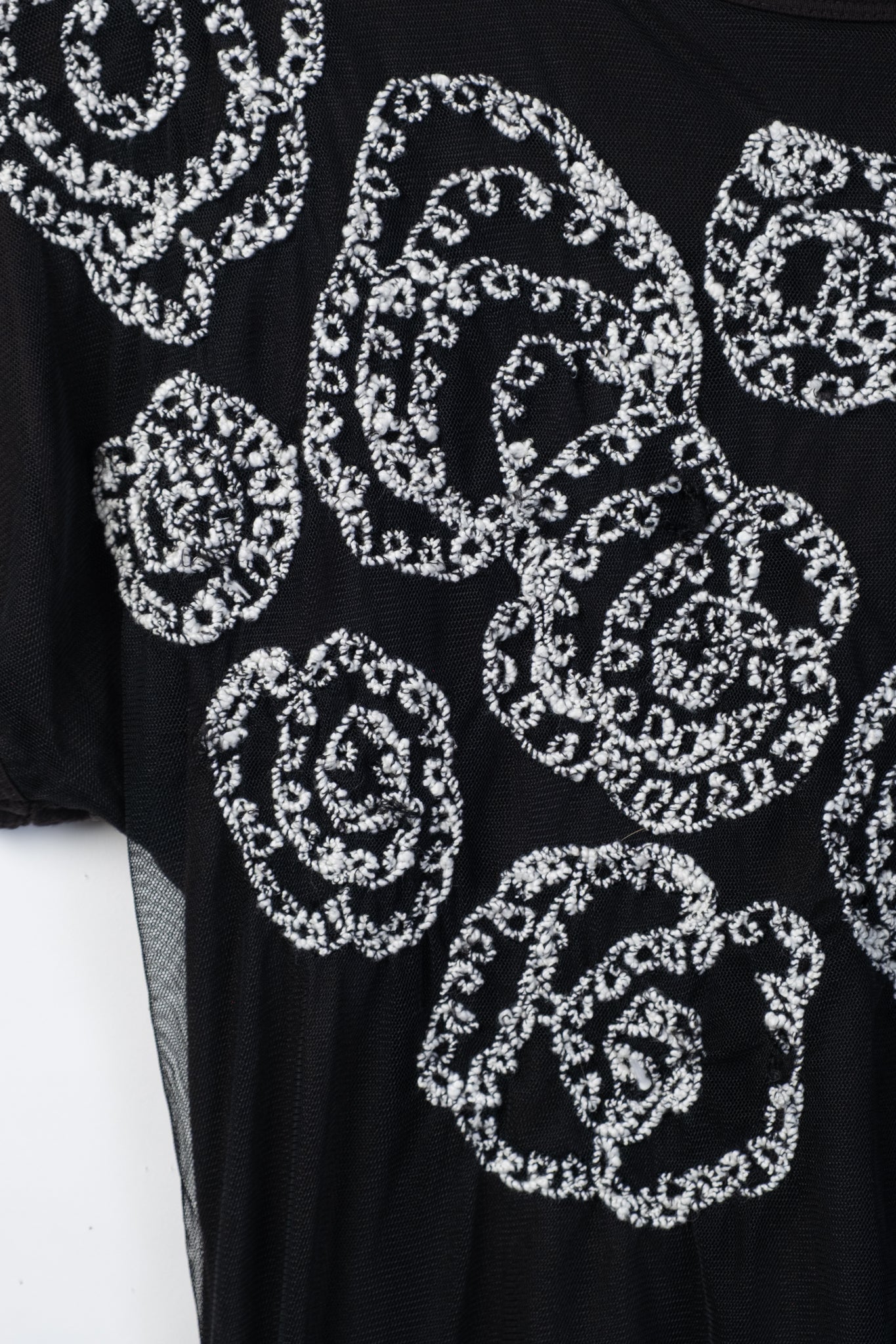 Early 2010s Rosette Drapey Mesh Tee