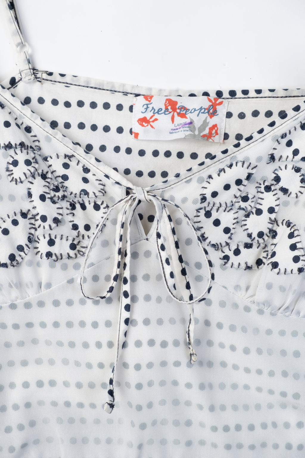 Y2K Polka Dot Embroidered Cami Top