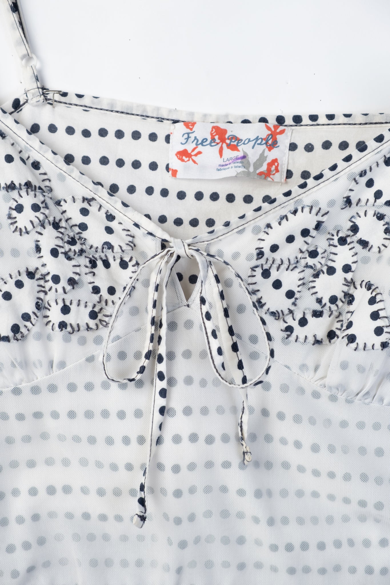 Y2K Polka Dot Embroidered Cami Top