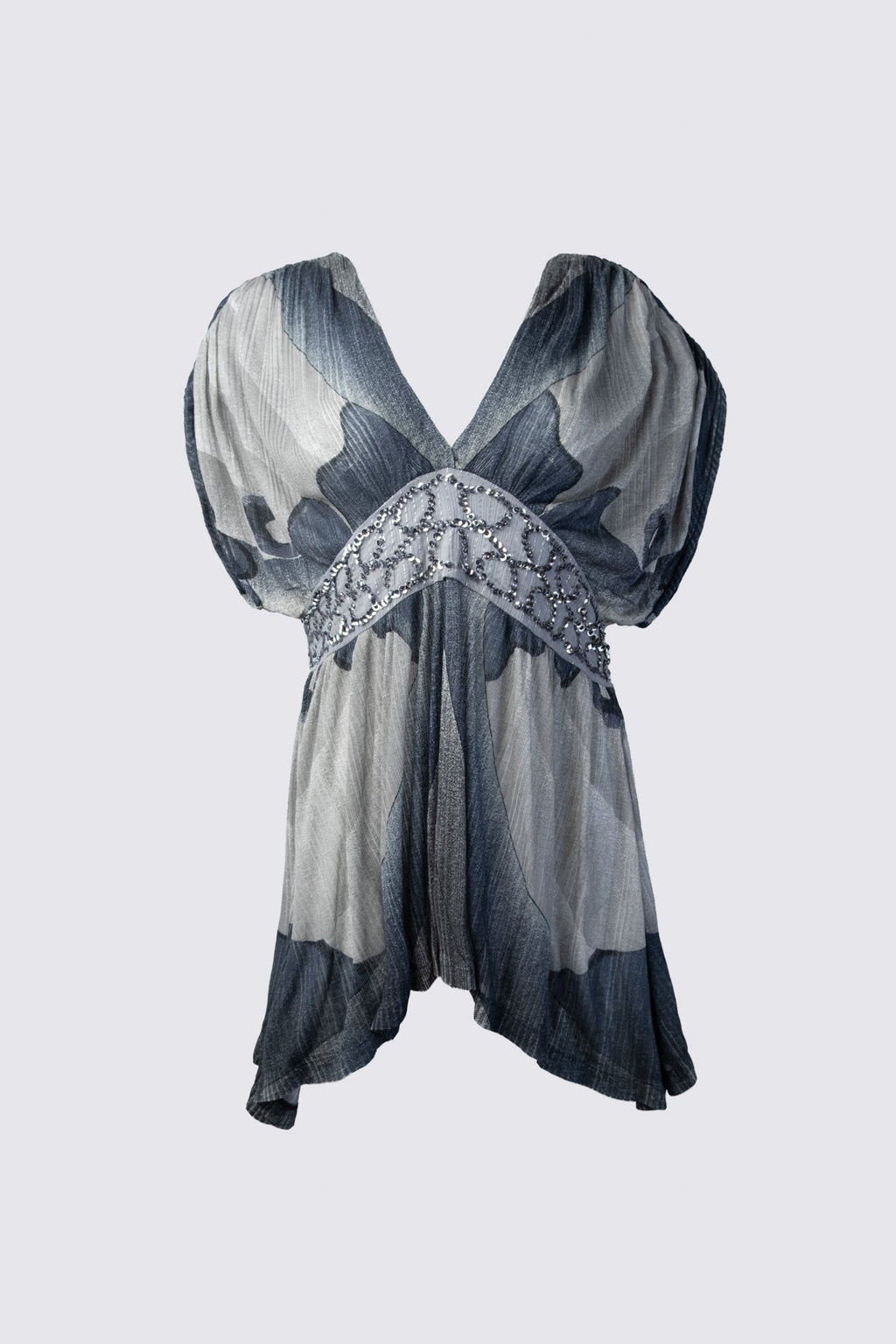 2000s Beaded Drapey Tunic in Slate Gray