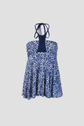 2000s Batik Print Halter Babydoll Top