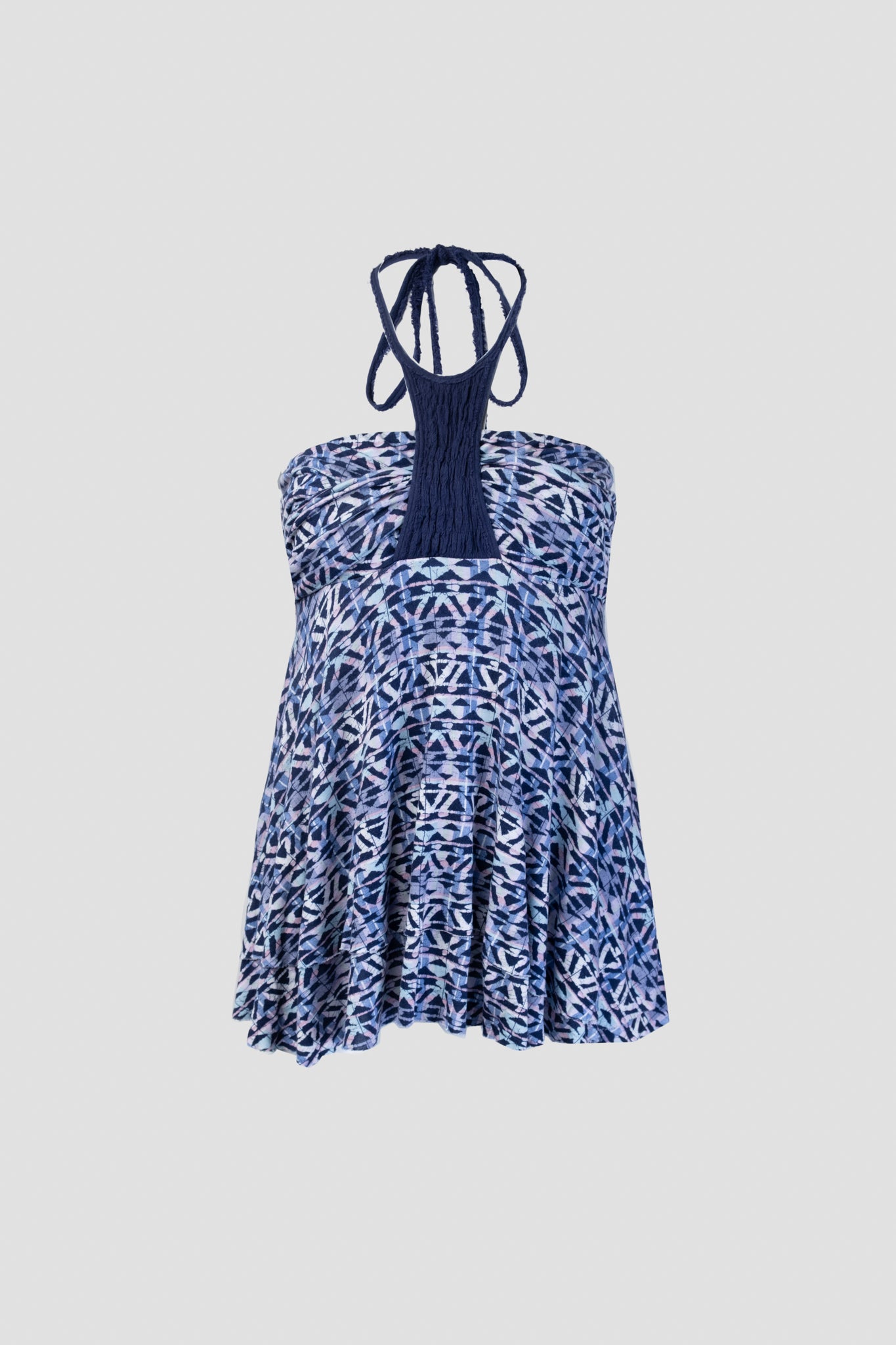 2000s Batik Print Halter Babydoll Top