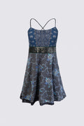 Mixed Print Studded Mini Dress