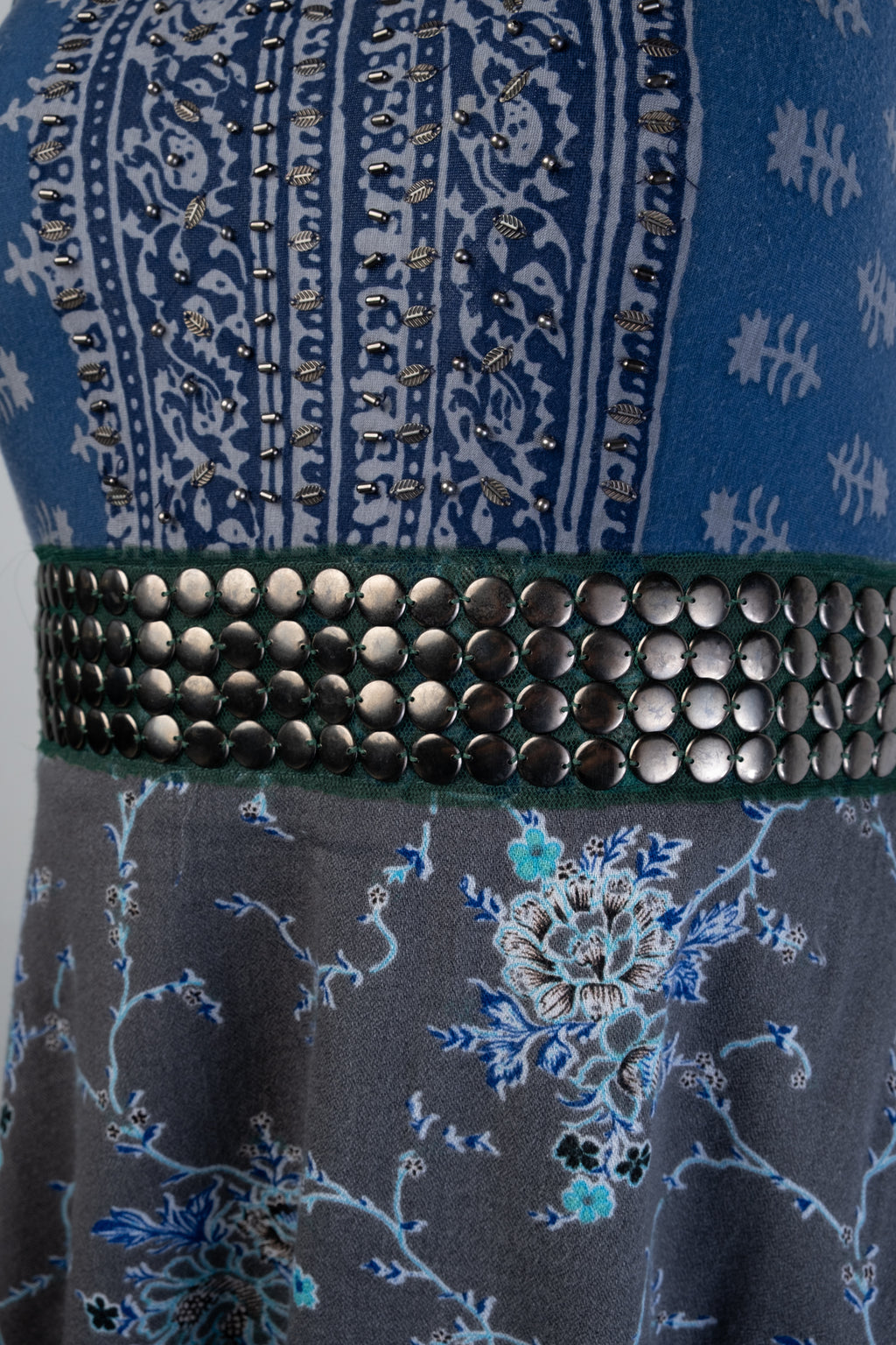 Mixed Print Studded Mini Dress