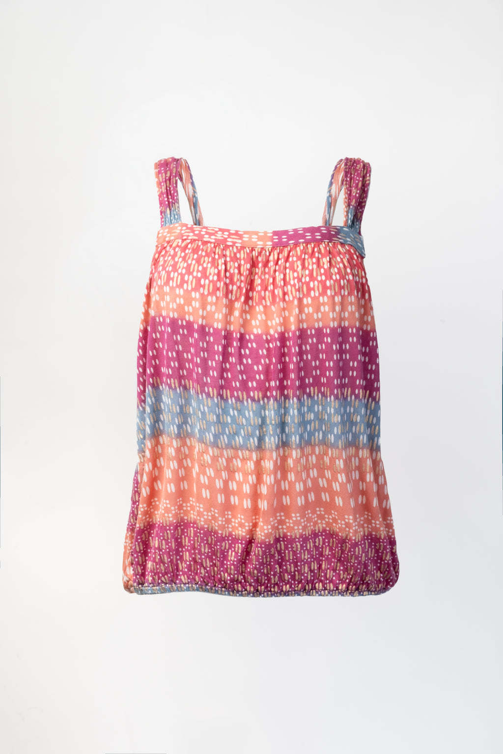 Y2K Batik Print Bubble Hem Tank