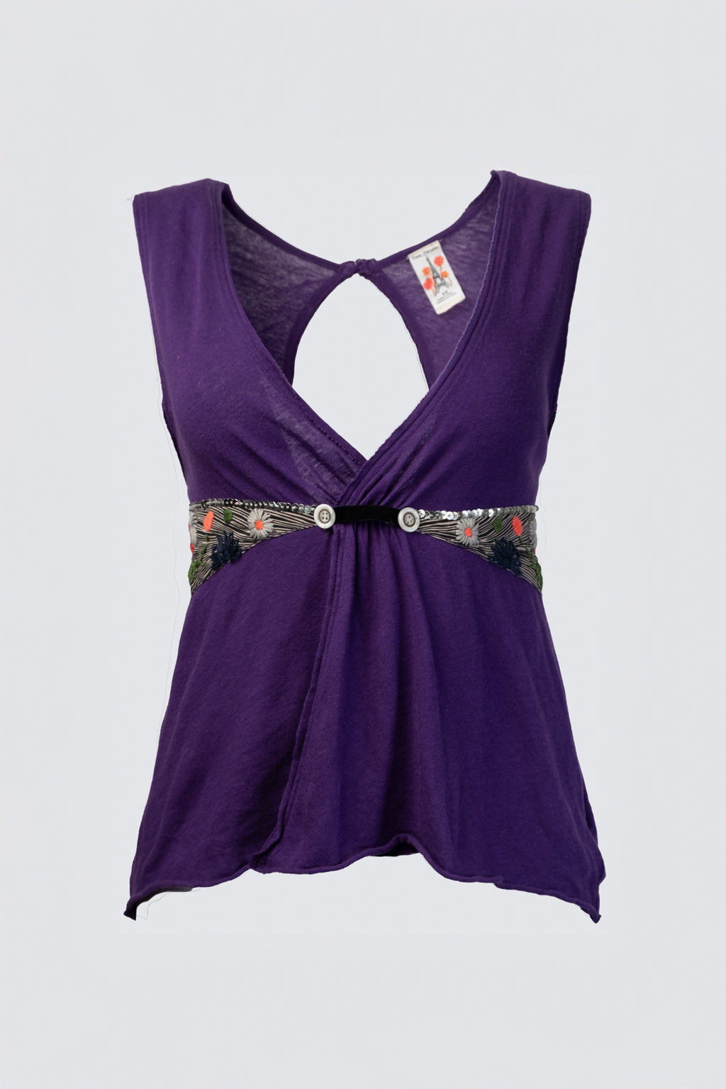 Y2K Silk Trim Tie Back Babydoll Top