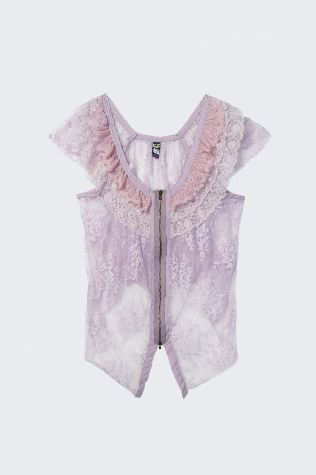 Early 2010s Exposed Zip Lace Top