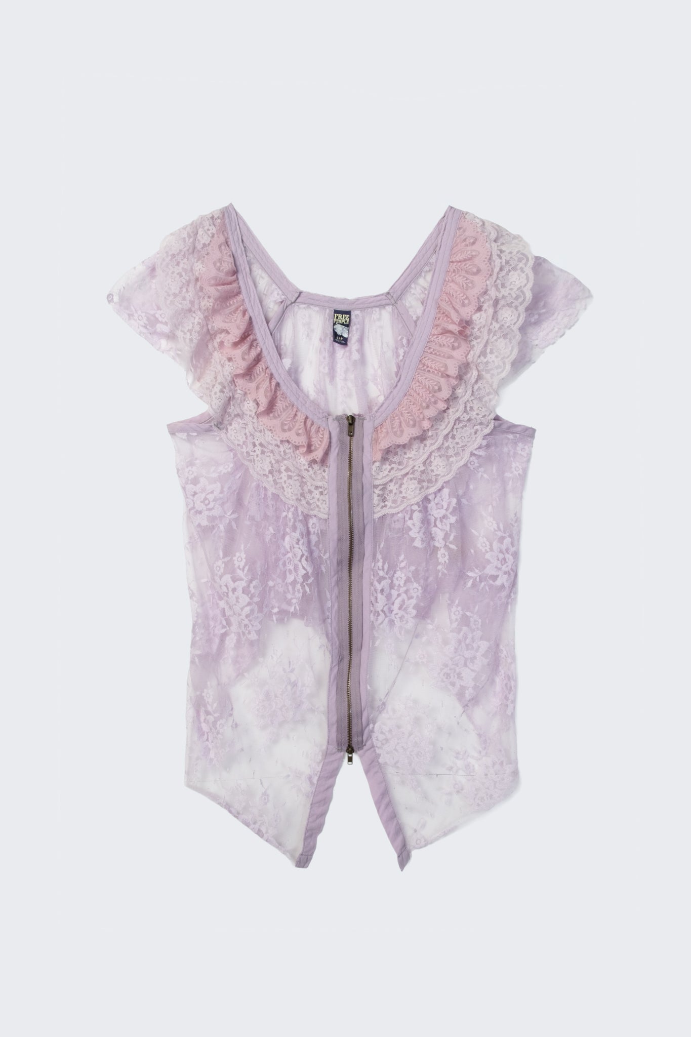 Early 2010s Exposed Zip Lace Top