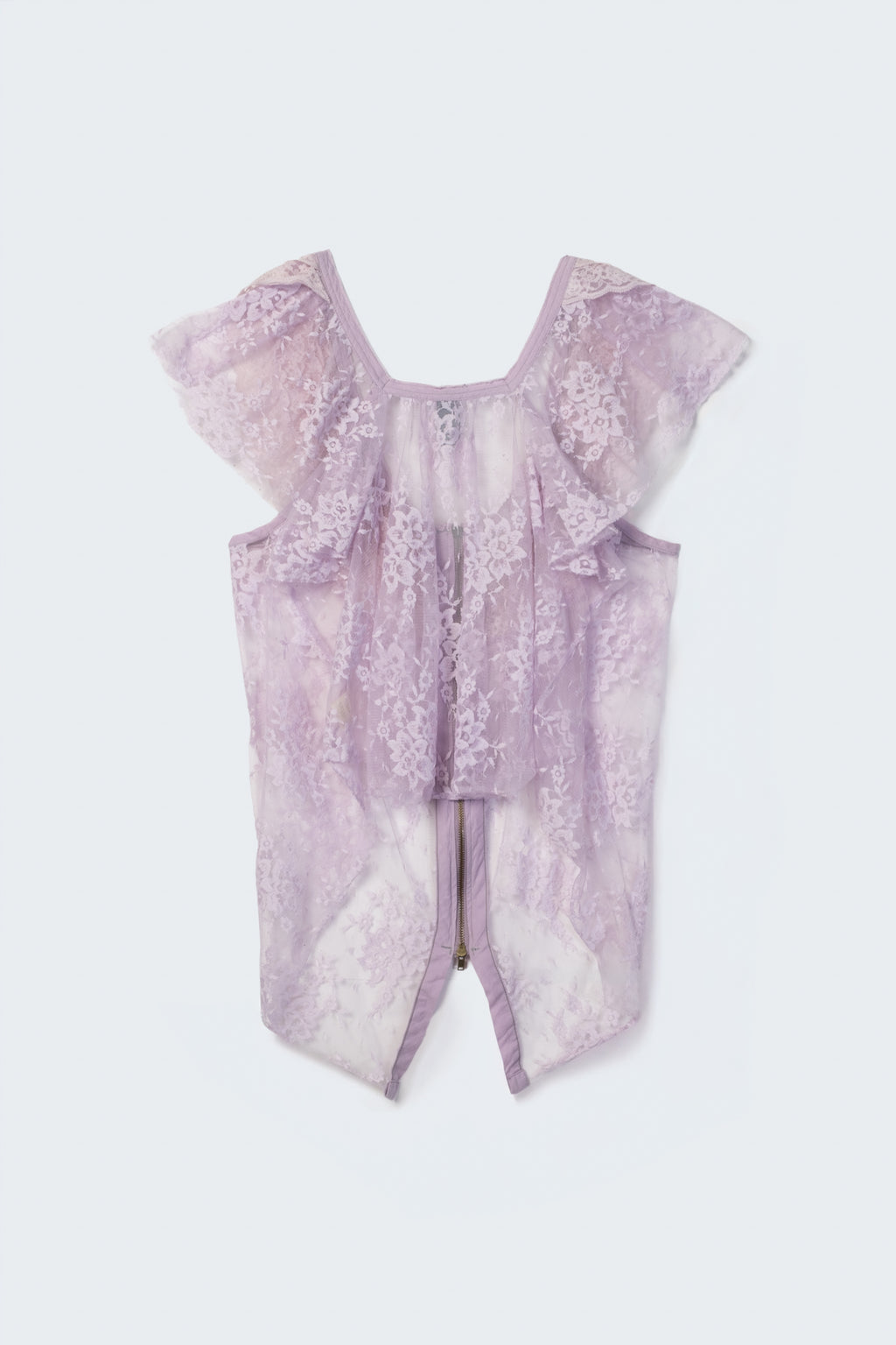 Early 2010s Exposed Zip Lace Top