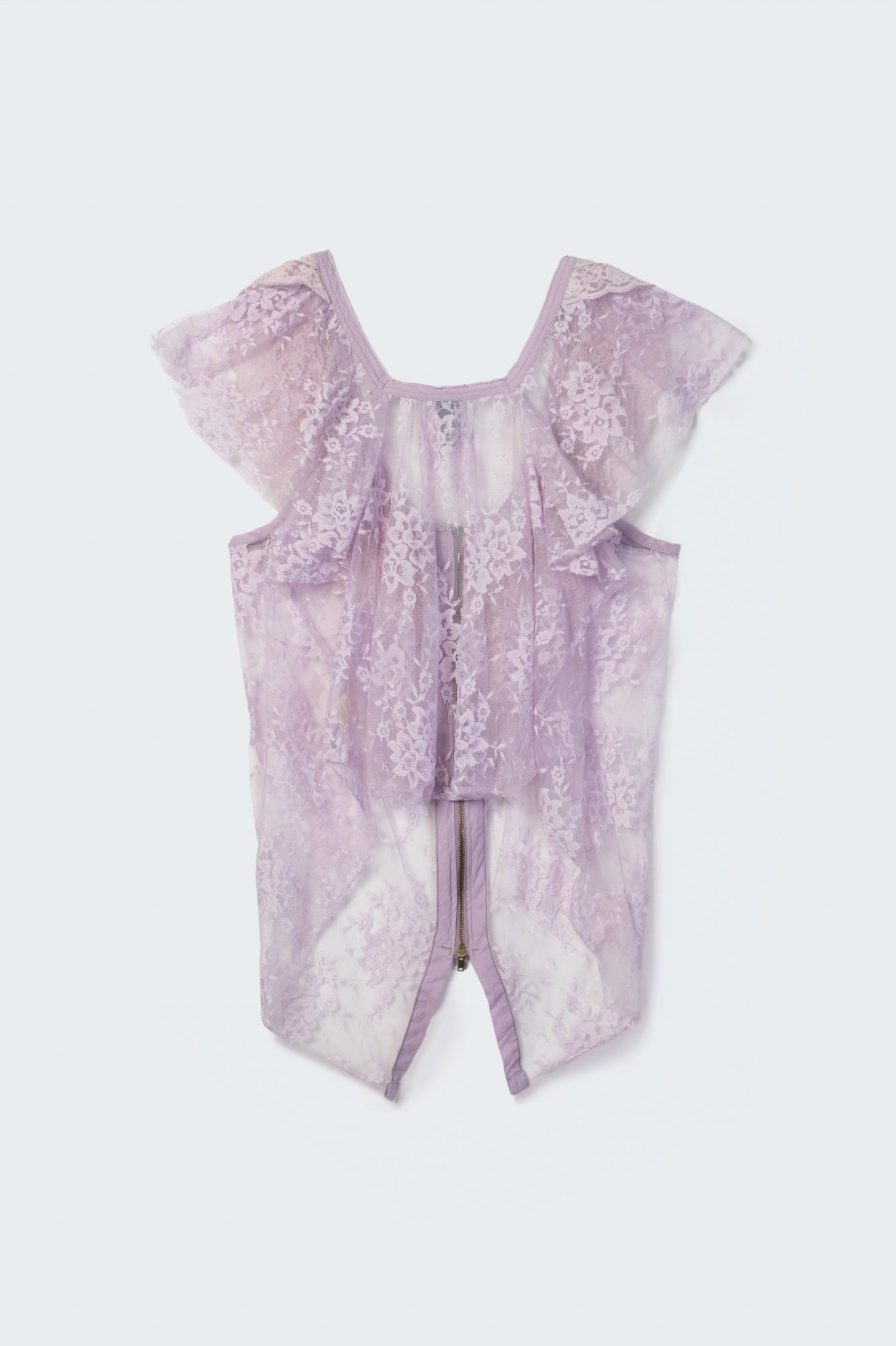 Early 2010s Exposed Zip Lace Top