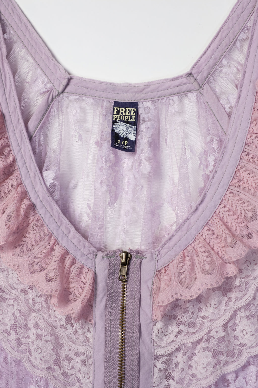 Early 2010s Exposed Zip Lace Top