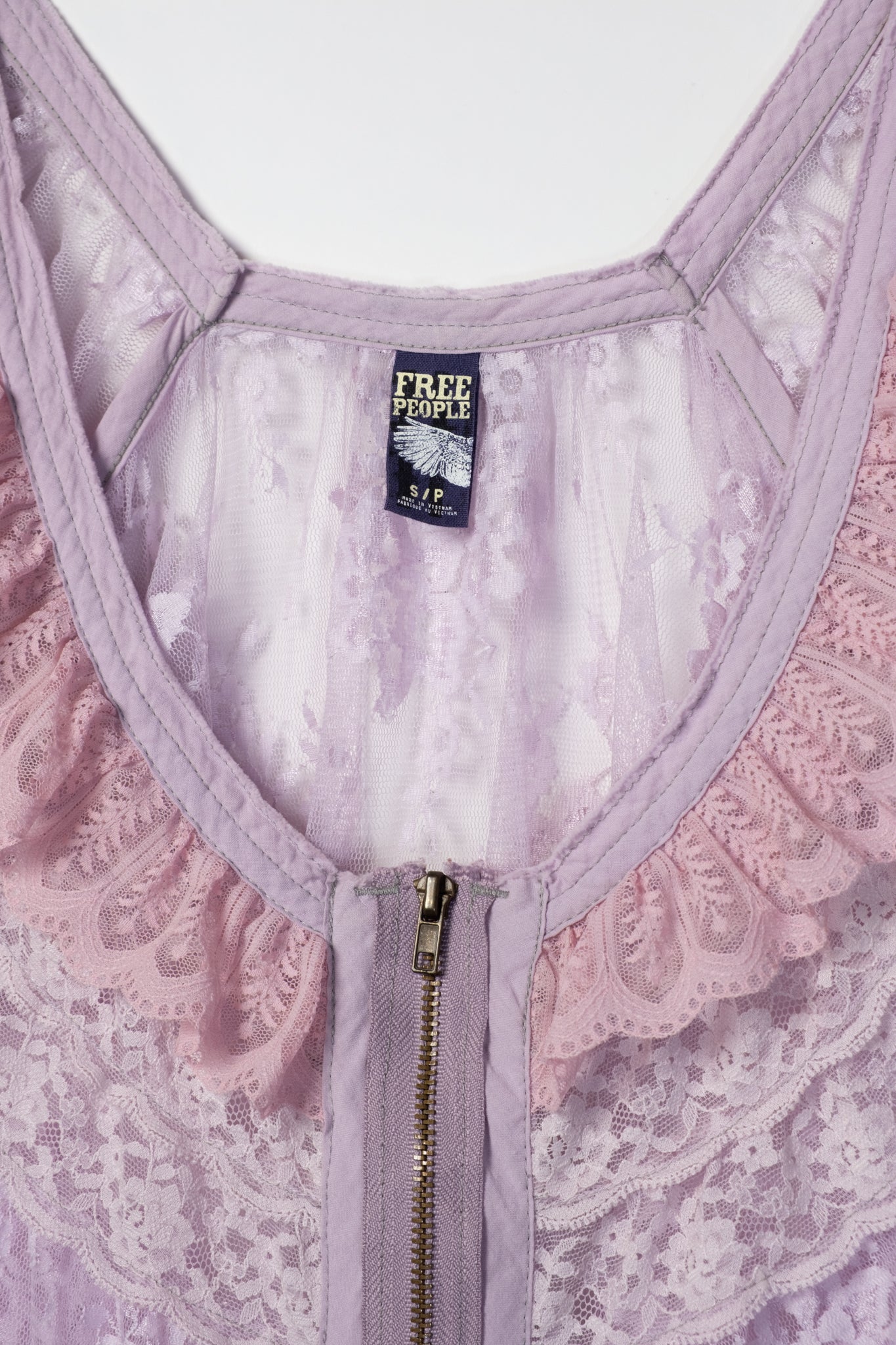 Early 2010s Exposed Zip Lace Top