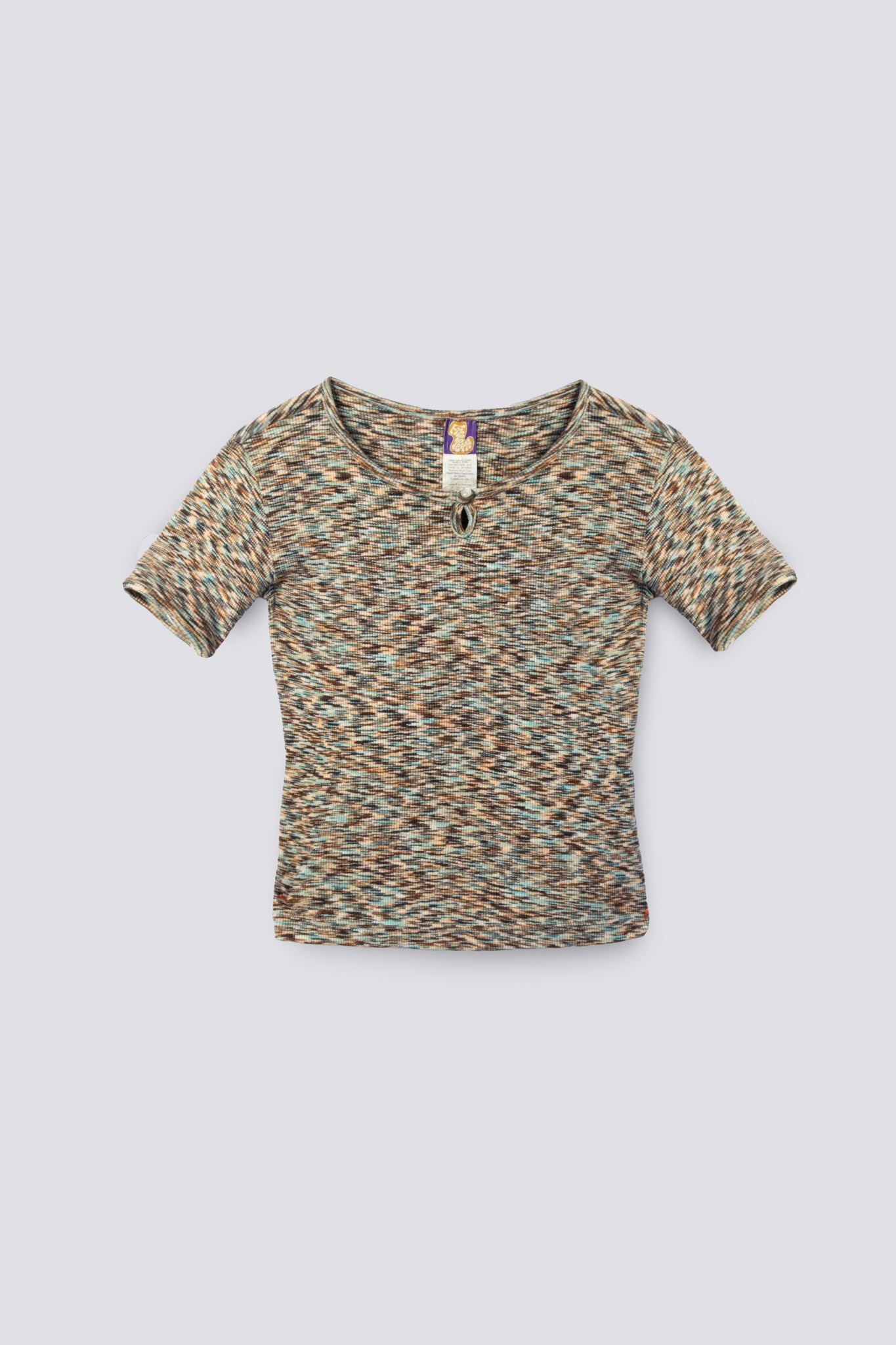Y2K Keyhole Ribbed Knit Tee