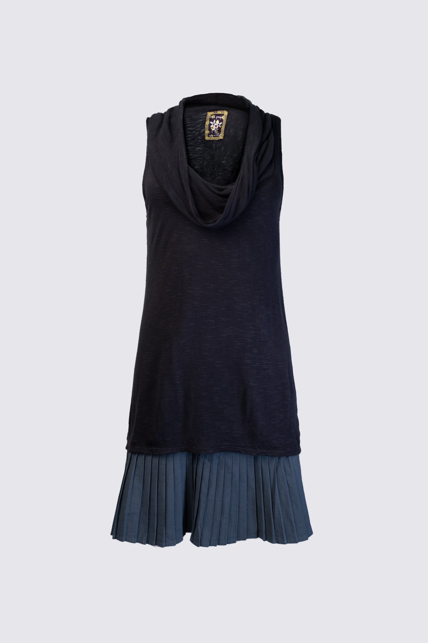 Early 2010s Layered Hem Cowlneck Dress