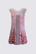 2000s Crochet Trim Boho Mini Dress