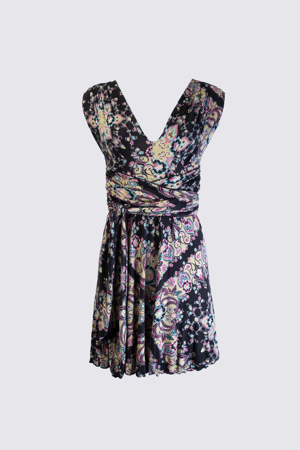 2000s Floral Jersey Wrap Dress