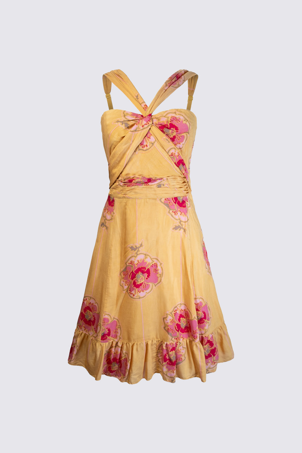 2000s Floral Print Halter Dress