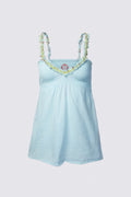 Y2K Floral Trim Babydoll Cami Top