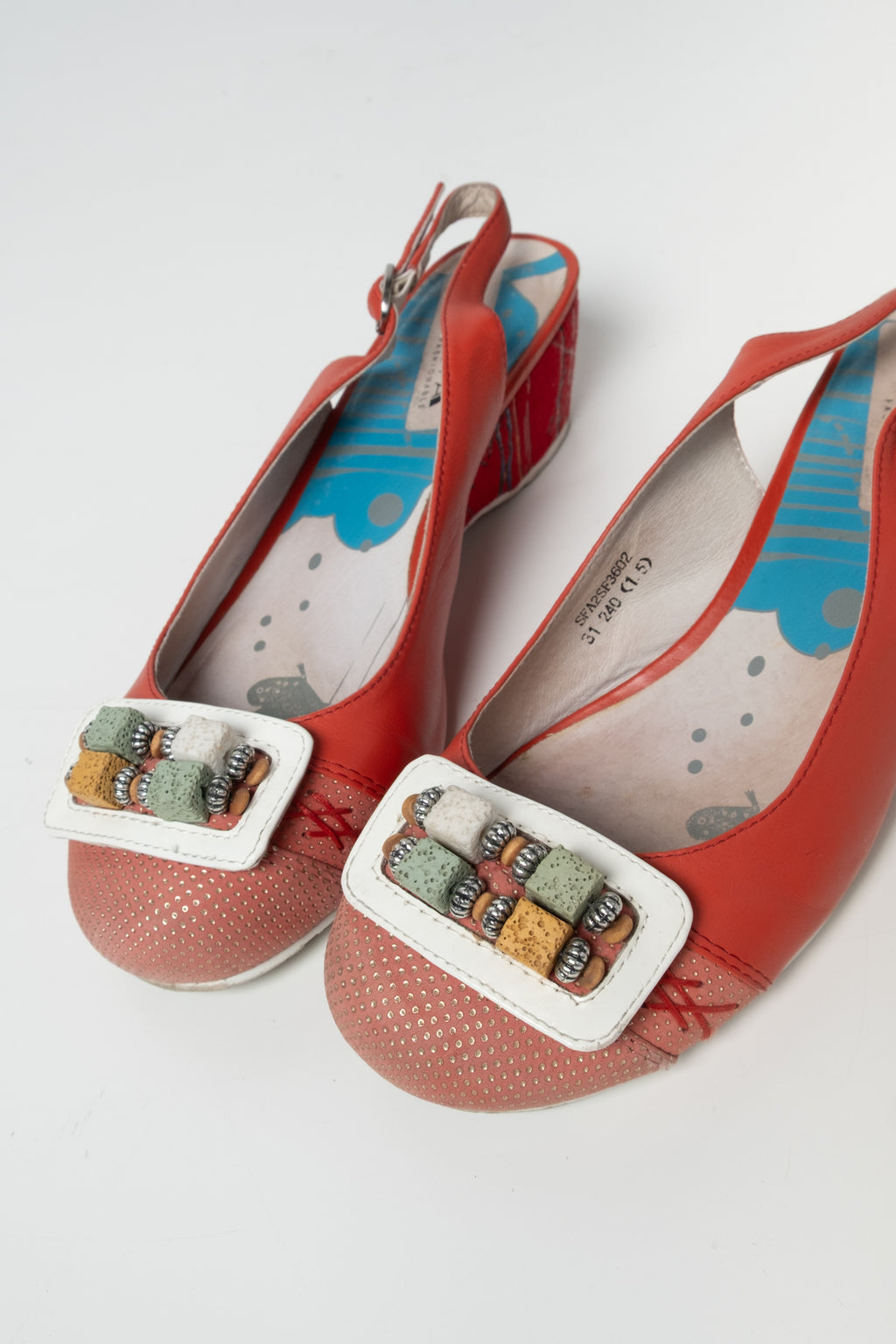 Y2K Mixed Media Round Toe Slingbacks