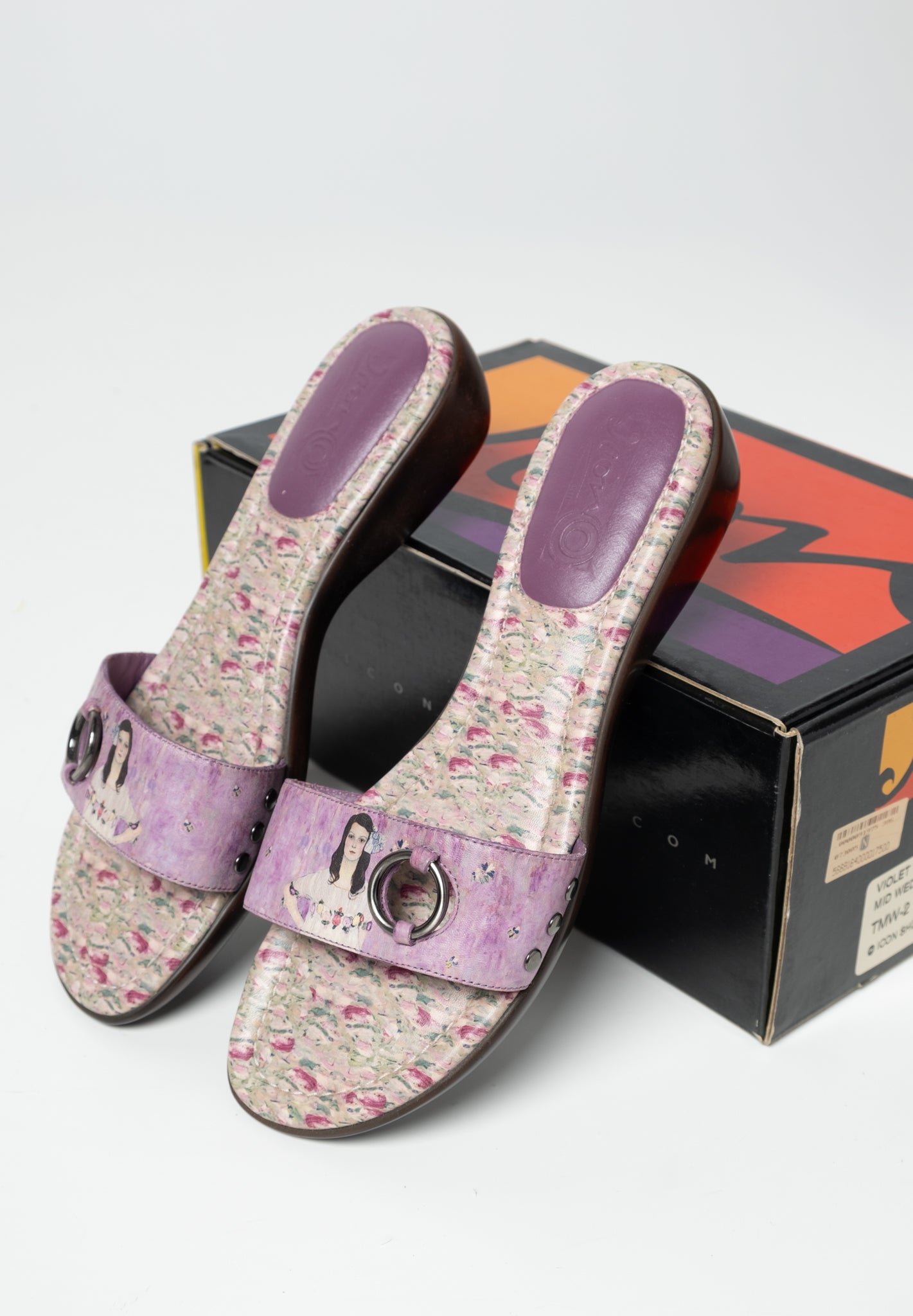 Y2K Icon Gustav Klimt Kitten Wedge Slides