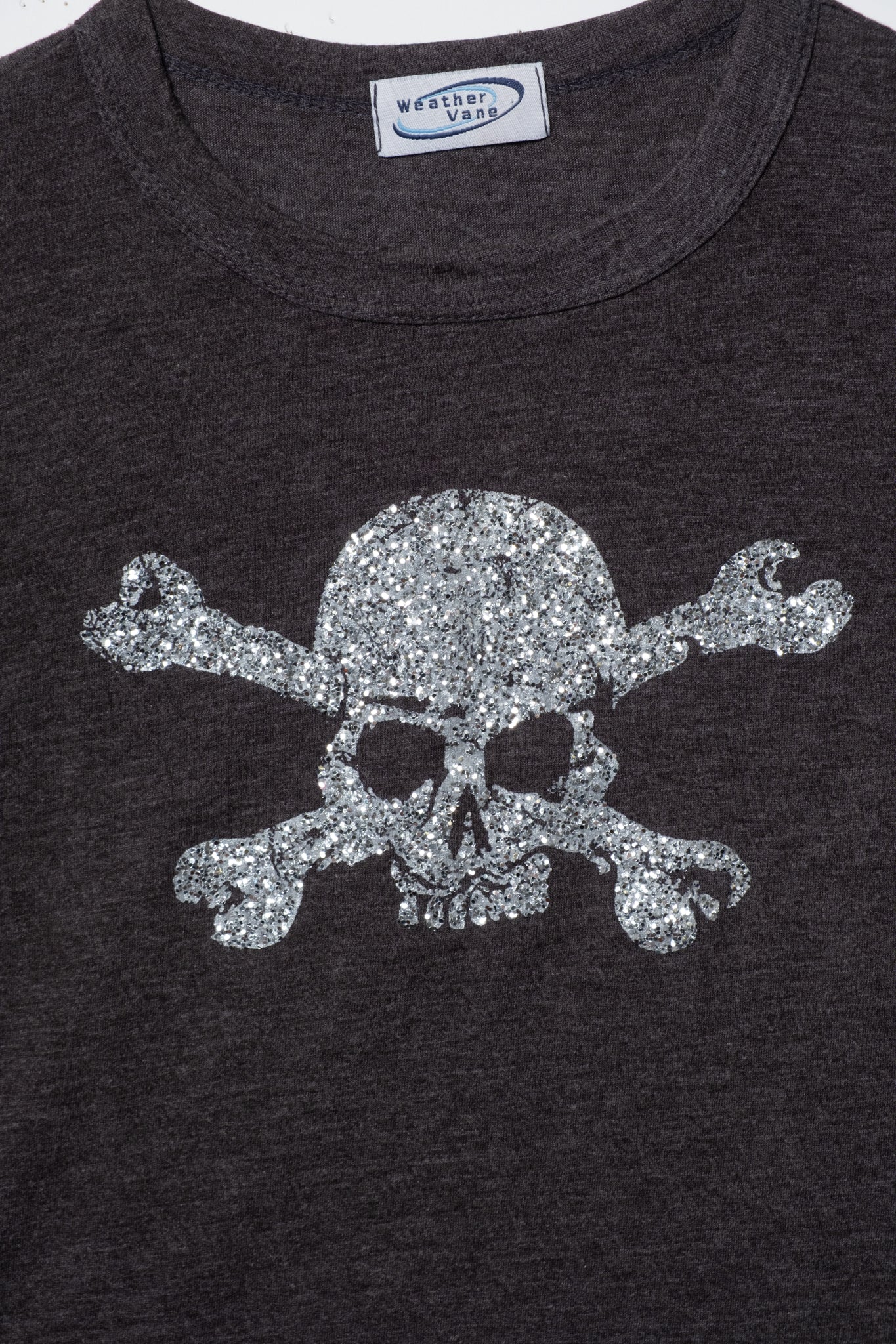 Y2K Weathervane Glitter Skull Baby Tee