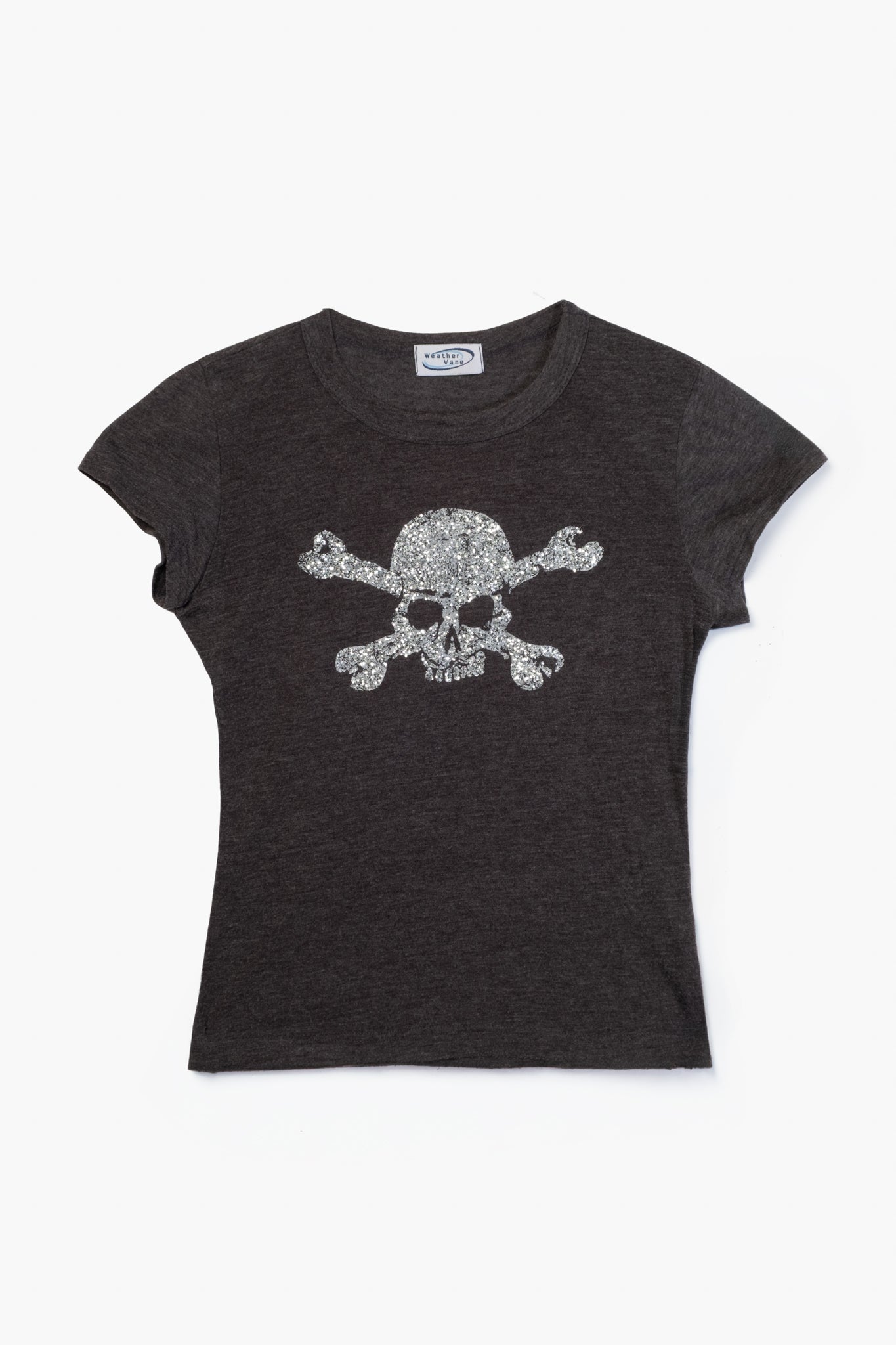 Y2K Weathervane Glitter Skull Baby Tee