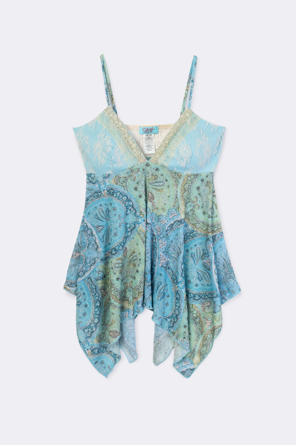 Y2K Paisley Print Fairy Hem Top