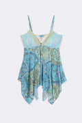 Y2K Paisley Print Fairy Hem Top