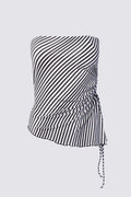 Y2K Striped Asymmetric Tube Top