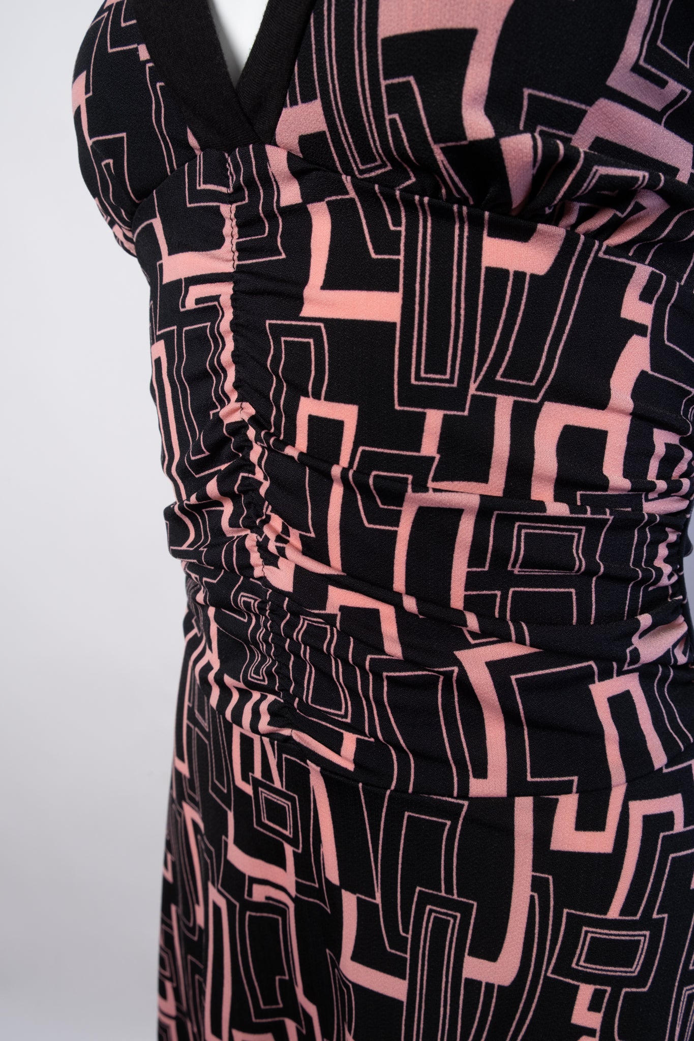 Y2K Geometric Print Halter Dress