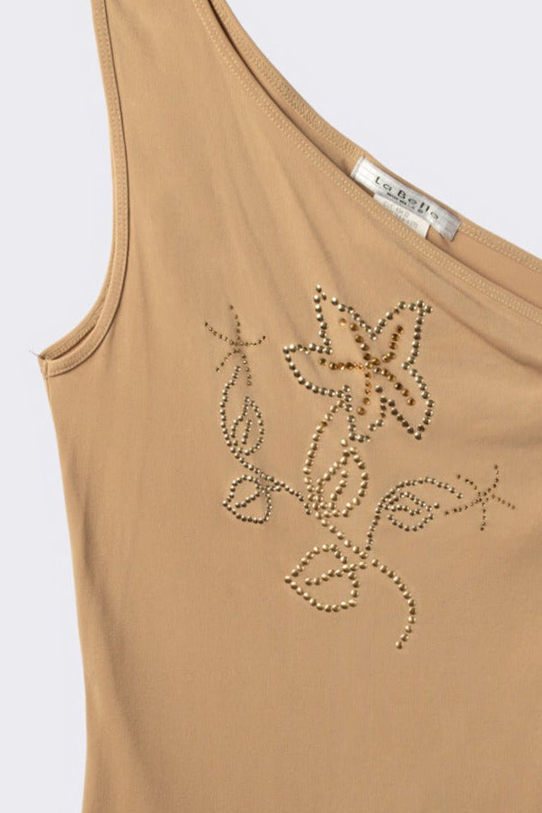 Y2K La Belle Studded One Shoulder Top