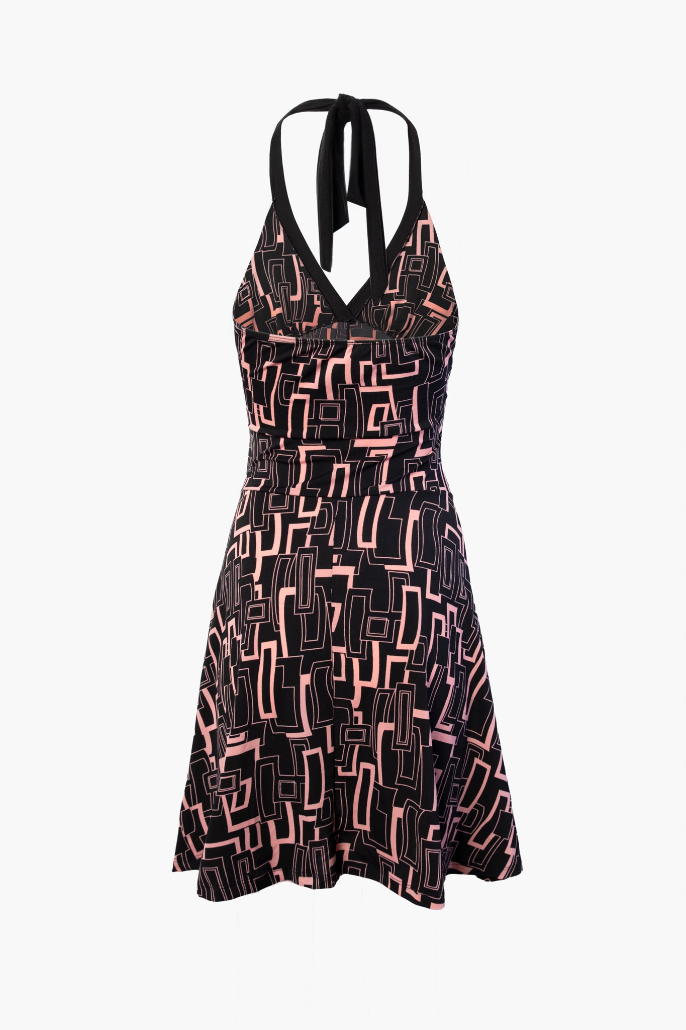 Y2K Geometric Print Halter Dress